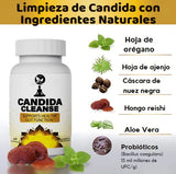 Candida Cleanse - Apoyo intestinal y colon, fórmula avanzada de probióticos y hierbas, fórmula herbaria natural, hoja de orégano, ajenjo, nuez negro, ácido caprílico-1 para hombres y mujeres, 60 cápsulas
